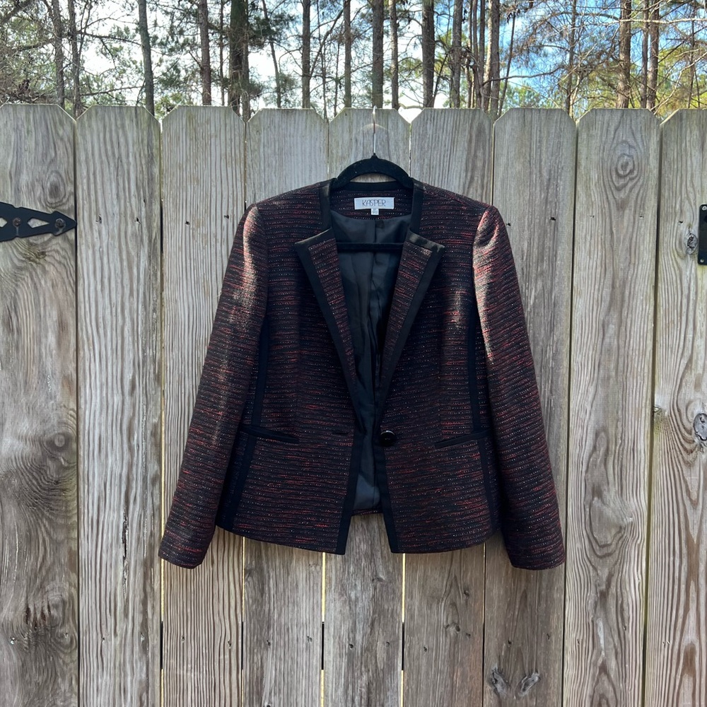 Kasper Red and Black Blazer Jacket size 8P